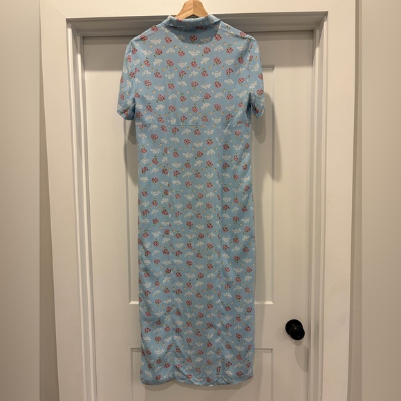 Vintage Robbie Bee Baby Blue Floral Retro Grandma Button-front Maxi Dress 8 - Picture 15 of 16